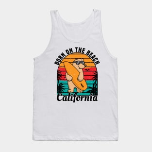 BORN ON THE BEACH California Sunset Retro Vintage Tank Top